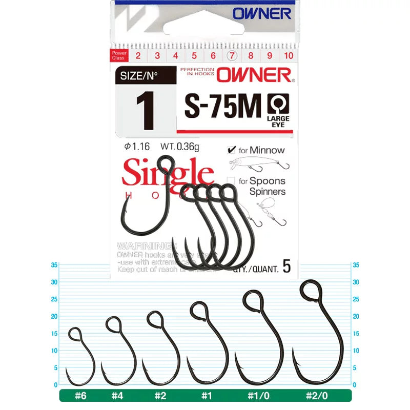 Anzuelos 🪝 Owner Single Hook S-75M KingFish Articulos de pesca y caza