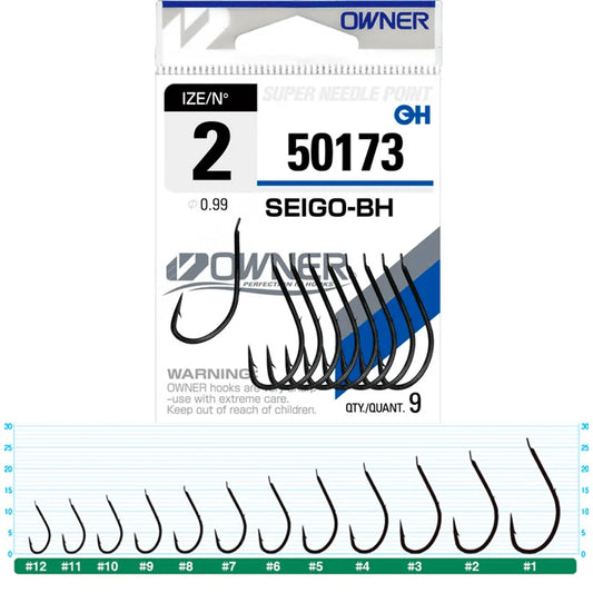 Anzuelos Owner Seigo-BH Black Nickel 🪝 OWNER Articulos de pesca y caza